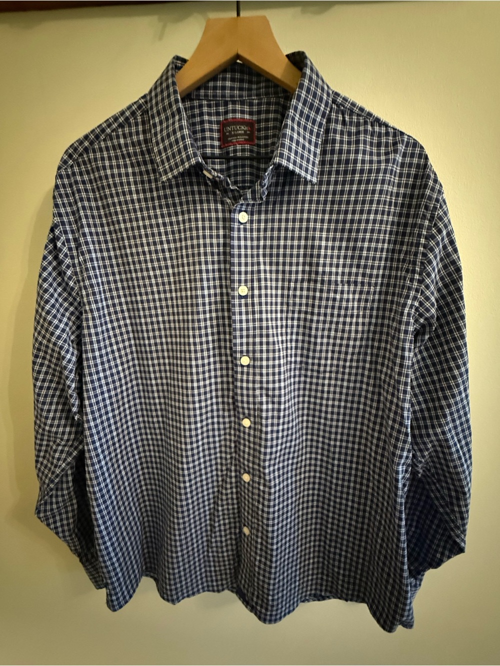 UNTUCKit Men’s XL Navy White Check Plaid Button Down Shirt